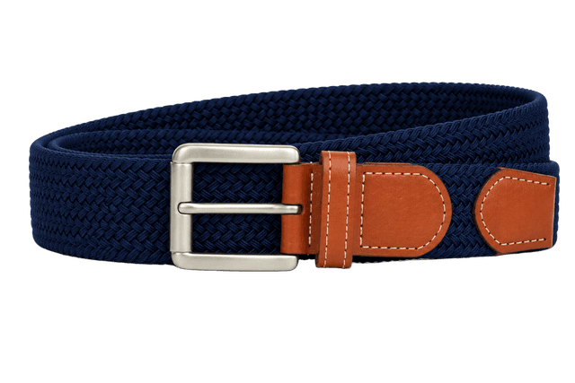 Men's Elastic Braided Belt with Leather Trim
