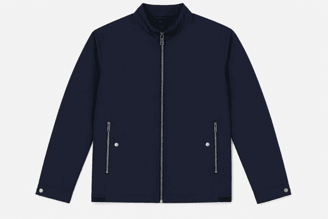 Premium Navy Stand Collar Casual Jacket – Men's Lightweight Urban Zip Jacket - Size L