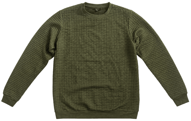 Olive Green Quilted Crewneck Sweatshirt - Size XL