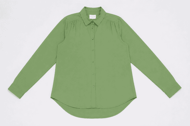 Women's VILA Green Long-Sleeve Button-Up Blouse – Size M