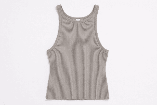 Women's H&M Light Grey Rib-Knit Sleeveless Tank Top – Size S