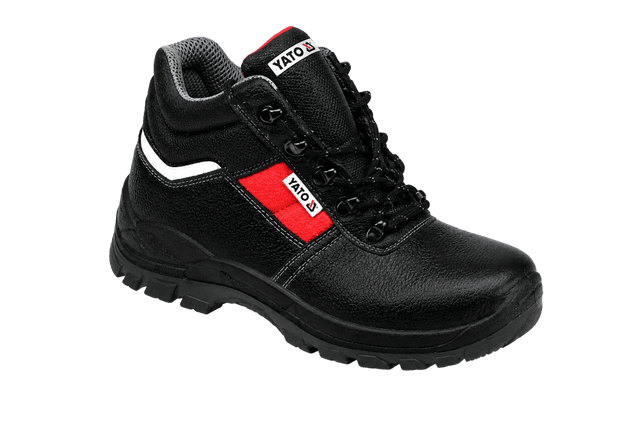 YATO TOLU S3 Mid-Cut Safety Boots with Steel Toe Cap – Black with Red Accents - Sizes 39-47