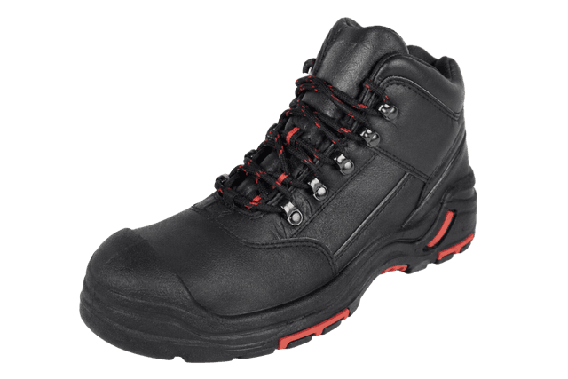 YATO S3 Mid-Cut Leather Safety Boots with Steel Toe Cap – Black with Orange Accents - Sizes 39-47