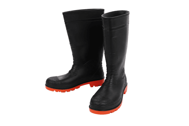 YATO S5 PVC Safety Rain Boots with Steel Toe Cap – Black & Orange - Sizes 39-47